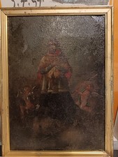 Antico Olio Su Tela Barocco Santo XVII-XVIII Secolo