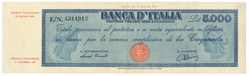 5000 lire titolo - lire,