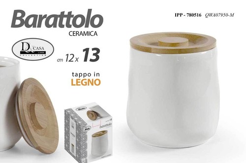 Barattolo ceramica tappo legno - tappo,