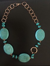 catena d argento 925 kt bagnata in oro rosa  e amazzonite, pietra dell autostima