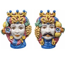 TESTE DI MORO DECORATE H20 CERAMICA CALTAGIRONE VARI TIPI