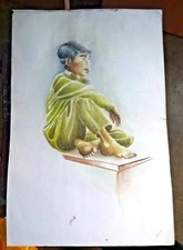 Vintage Uomo Seduta Su Tavolo