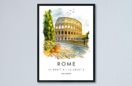 Poster acquerello roma - roma, stampa