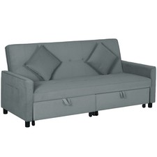 HOMCOM Divano Letto 3 Posti Clic Clac Schienale Reclinabile 196x90x89cm Grigio