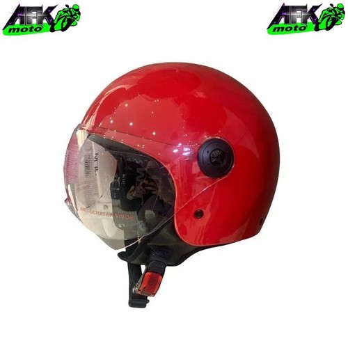 Casco demi jet rosso - jet, lucido