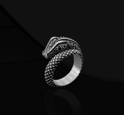 Anello serpente onice nera - anello,