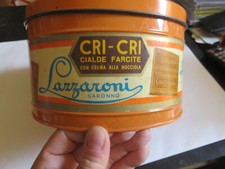 Scatola latta pubblicitaria LAZZARONI Saronno CRI CRI cialde farcite  VINTAGE
