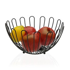 PORTAFRUTTA,FRUTTIERA IN METALLO, CESTO PORTA FRUTTA NERO P26L26H14 CM
