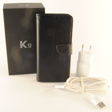 LG K9 smartphone blu usato con caricatore & custodia no batteria