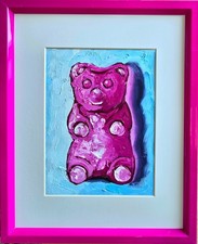 Orso gommoso rosa dipinto olio
