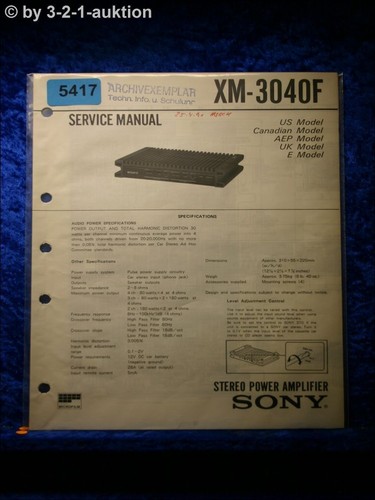 Sony service manual - xm, 3040f