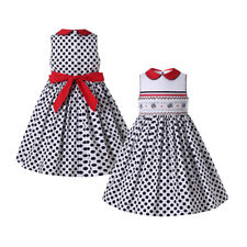 Abito blu bambina smock a mano