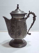 Caffettiera teiera in peltro antico brocca vintage decorativa boccale con manico