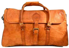 Borsone in vera pelle marrone