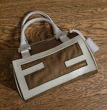 Fendi Borsa a Mano in Pelle e canvas mini bag beige camel e bianco small