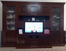 parete attrezzata soggiorno arte povera con base porta tv e 2 vetrinette