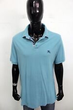 Burberry Polo Taglia XL Uomo T-Shirt Maglietta Maglia Blu Cotone Logo Man