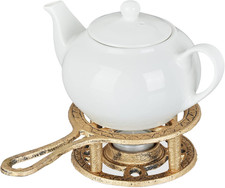 Scaldavivande, Scalda Teiera E Caffettiera, in Ghisa, 1 Candela, Design Antico, 