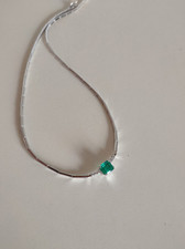 LUSSUOSO COLLIER CON SMERALDO E DIAMANTI NATURALI IN ORO BIANCO 18KT 750