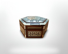 Portagioie Intarsiato in Madreperla, Osso e Legno – Artigianato Etnico (Egitto)