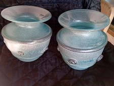 COPPIA VASI MURANO VETRO SCAVO