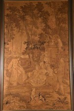 Arazzo Antico 700 XVIII sec. ! LANA LINO Scena in Giardino RARO quadro gobelin