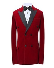 Uomo Rosso Velluto Blazer