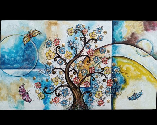 Quadro moderno dipinto mano - quadro,