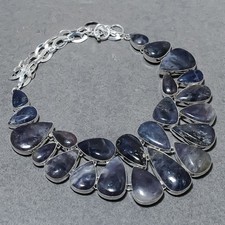 Collana gioielli etnici fatti a mano Iolite pietra solare a forma di pera...