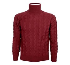 CASHMERE COMPANY Dolcevita Uomo Treccia Bordo' 127 Slim Fit Cashmere e Lana