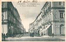 dh589 cartolina taranto citta' via d'acquino presa da piazza giordano bruno 1917