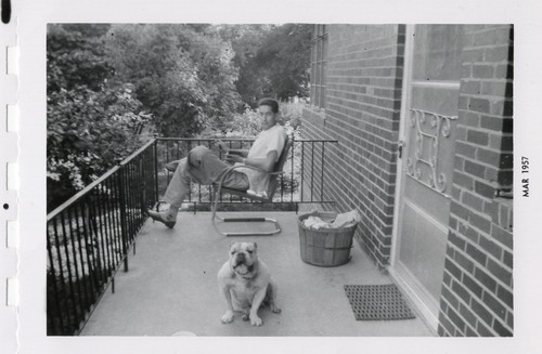 Man reading good boy dog - &,