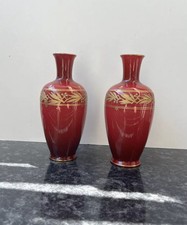 Paire de Vases en Opaline Dore