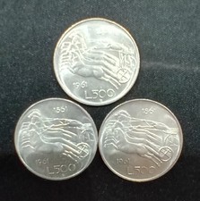 3 monete 500 lire Biga