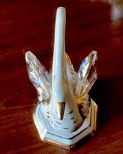 Cigno Soprammobile in Porcellana Capodimonte e Swarovski cm. 7 X6,5 X 10 H.