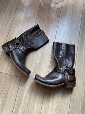 Stivali da motociclista Sendra 9004 US10.5 11 in pelle marrone con imbracatura vintage western made in