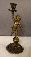 ANTICO CANDELABRO STILE ROCOCÒ PRIMA METÀ XX SECOLO CON PUTTO