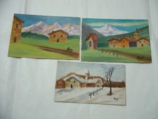 LOTTO DI N.3 QUADRI  QUADRETTI NATURA MONTAGNA ACQUERELLO VINTAGE