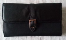 Porta monete e porta tessere in pelle e tessuto nero . Nuovo mai usato