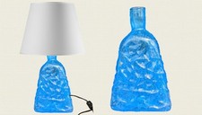 Lampada da tavolo bottiglia Azzurra con paralume bianco