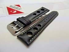 Cinturino Orologi genuine leather Cuoio forato nero 18 20 22 mm watch straps