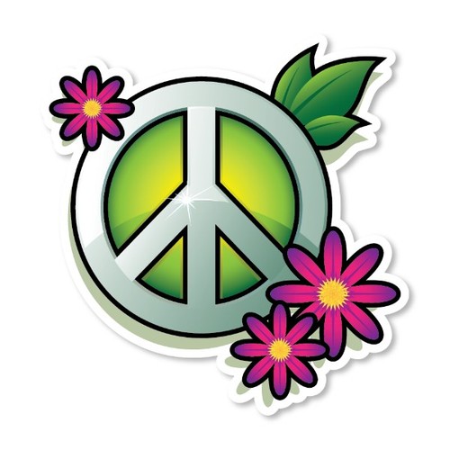 Adesivo pace fiori camper - pace,