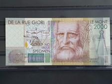 De La Rue Giori Sonda Leonardo Da Vinci Le Mont 2000 esemplare nota prova unc.