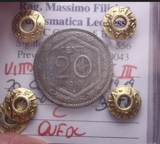 NL* VEIII ITALIA 20 CENTESIMI ESAGONO 1919 RIBATTUTO QFDC Perizia Filisina M.