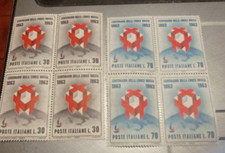 Repubblica 1963 Centenario fondazione Croce Rossa S.214 in quartine MNH