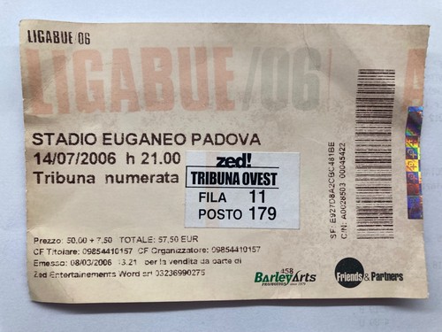 Biglietto usato concerto - biglietto,