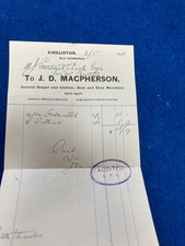 MACPHERSON  KIRKLISTON  ACCOUNT  To DUNDAS  CASTLE 1909 SIGNED