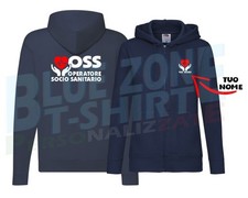 Felpa OSS Cappuccio Zip Personalizzata Nome Blu Notte Operatore Socio Sanitario
