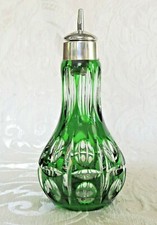 Decanter olio aceto Wilhelm Wolff Germania c1950 taglio a vetro smeraldo trasparente