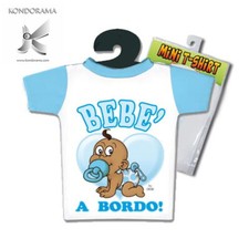 Mini t-shirt azzurra bimbo bebè a bordo